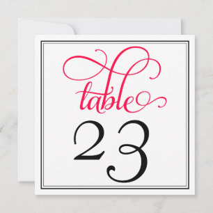 Deep Rose Pink Curly Script Tischnummer