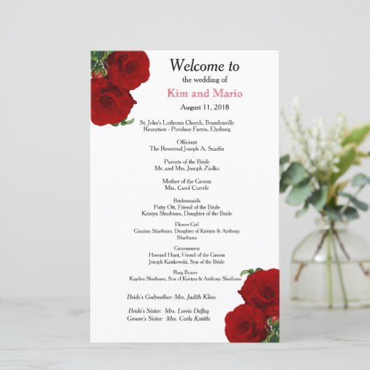 Deep Rote Rose Floral - Programm (Stehend Vorderseite)