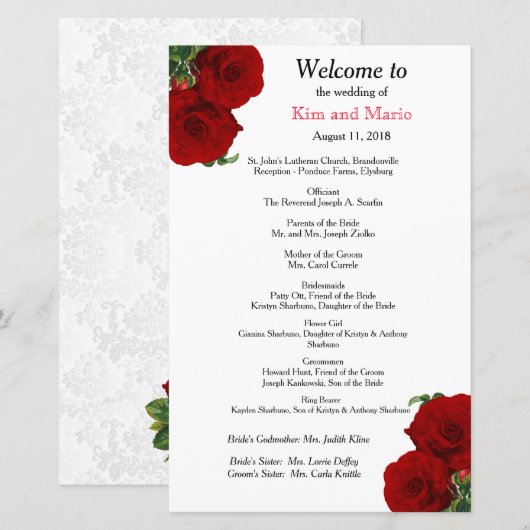 Deep Rote Rose Floral - Programm (Vorne/Hinten)