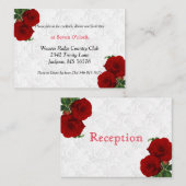 Deep Rote Rose Floral Wedding - Empfang Begleitkarte (Vorne/Hinten)