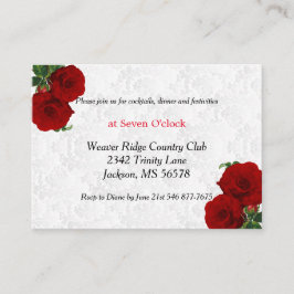 Deep Rote Rose Floral Wedding - Empfang Begleitkarte