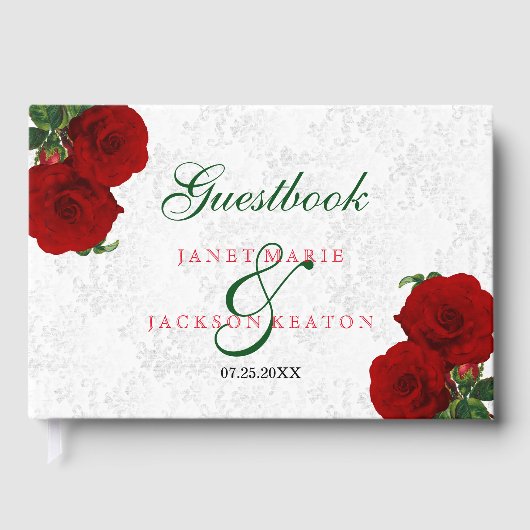 Deep Rote Rose Floral Wedding - Gästebuch (Vorderseite)
