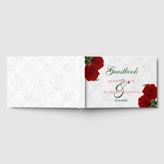 Deep Rote Rose Floral Wedding - Gästebuch (Voll)