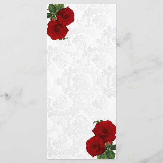 Deep Rote Rose Wedding - Menü Menükarte (Rückseite)