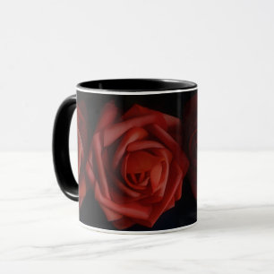 Deep Rote Rosen Blume Art Tasse
