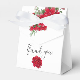 Deep Rote Rosen Florals Namen Datum Weiß Geschenkschachtel