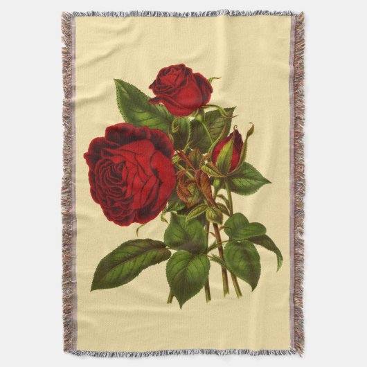 Deep Rote Rosen Woven Throw Decke (Vorderseite Vertikal)