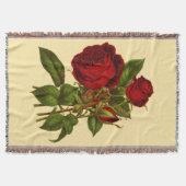 Deep Rote Rosen Woven Throw Decke (Vorderseite)