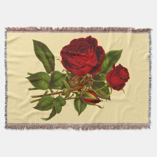 Deep Rote Rosen Woven Throw Decke (Vorderseite)
