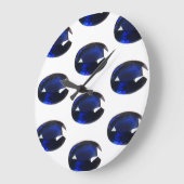 Deep Royal Blue Oval Sapphire Muster Große Wanduhr (Winkel)