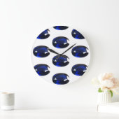 Deep Royal Blue Oval Sapphire Muster Große Wanduhr (Zuhause)