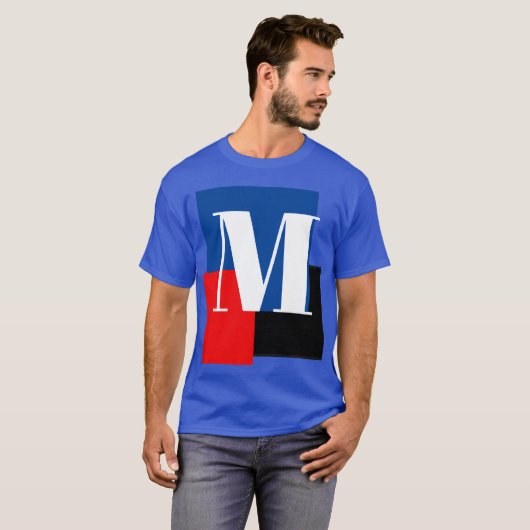 Deep Royal Initial Letter Monogram Modern Stilvoll T-Shirt (Vorne ganz)