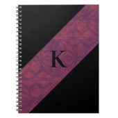 Deep Ruby Batik Black Mit Monogramm Notebook Notizblock (Vorderseite)