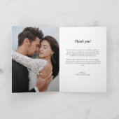 Deep Ruby Red Elegante Arrow Hochzeit Foto Collage Dankeskarte (Innenseite)