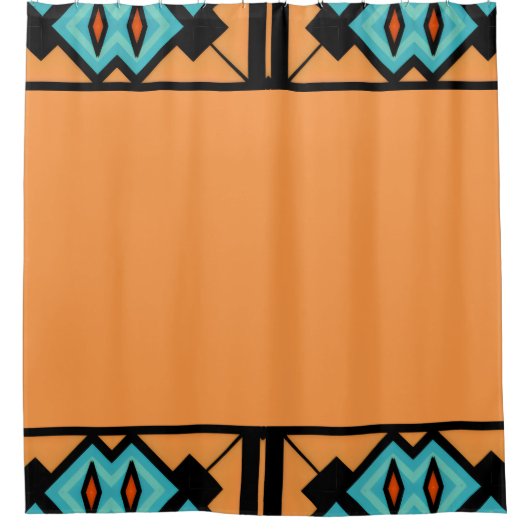 Deep Saffron Bold Pattern Duschvorhang (Vorderseite)