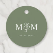 Deep Sage Green Monogram Ampersand Script Wedding Geschenkanhänger (Vorderseite)