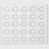 Deep Sage Wreath Gold Stars Christmas Family Name Geschenkpapier (Flach)