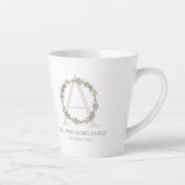 Deep Sage Wreath Monogram Family Name Keepsake Milchtasse (Rechts)