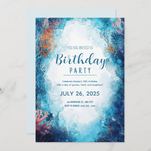 Deep Sea Dreams - Einladung zum Geburtstag (Vorne/Hinten)