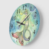 Deep Sea Galaxy Mermaid Wall Clock Große Wanduhr (Winkel)