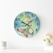Deep Sea Galaxy Mermaid Wall Clock Große Wanduhr (Zuhause)