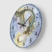 Deep Sea Moon Mermaid Clock von Molly Harrison Große Wanduhr (Winkel)