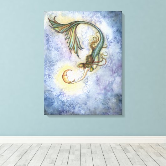 Deep Sea Moon Mermaid Wrapped Canvas Print Leinwanddruck (Insitu (Holzboden))