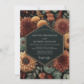 Deep Sienna Floral Autumn Wedding Einladung (Vorderseite)