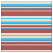 Deep Sky Blue, Beige und Brown Pattern Stoff (Nahaufnahme)