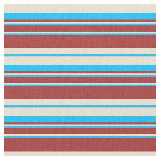 Deep Sky Blue, Beige und Brown Pattern Stoff (Nahaufnahme)