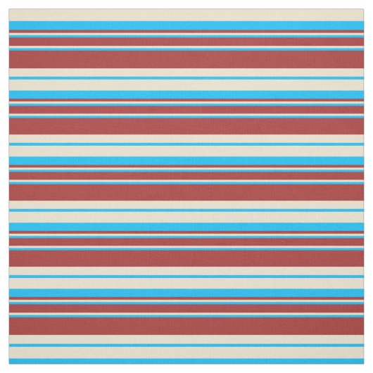 Deep Sky Blue, Beige und Brown Pattern Stoff (Muster)