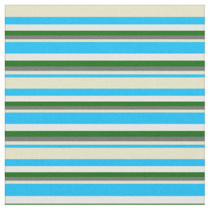Deep Sky Blue, Blassgoldenrod, Grau, Grün & Weiß Stoff