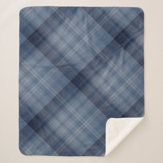 Deep Sky Blue Kariert Sherpadecke (Vorderseite)
