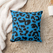 Deep Sky Blue Leopard Animal Print Kissen (Decke)