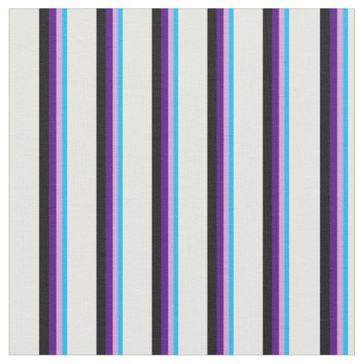 Deep Sky Blue, Plum, Indigo, Black & White Lines Stoff (Nahaufnahme)
