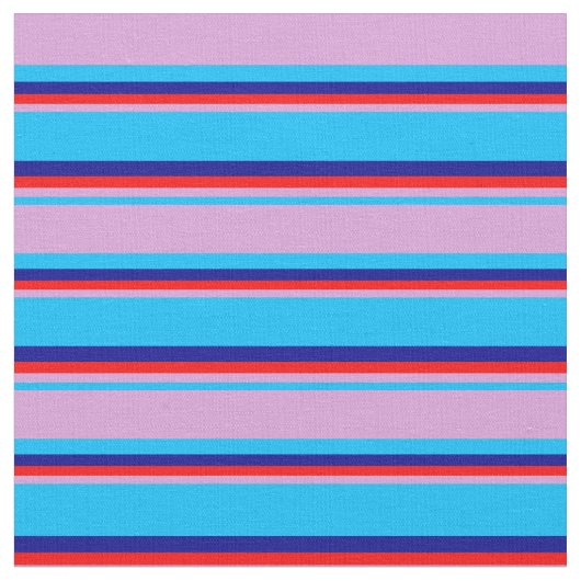 Deep Sky Blue, Plum, Red und Dark Blue Streifen Stoff (Nahaufnahme)