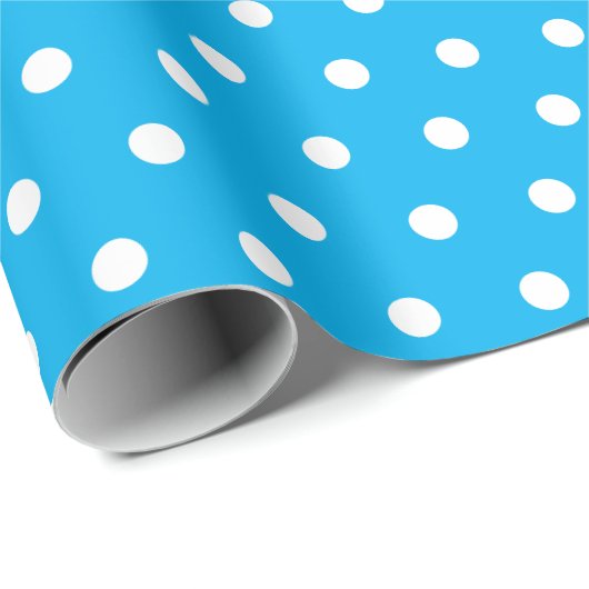 Deep Sky Blue Polka Dot Geschenkpapier (Rolleneckpunkt)