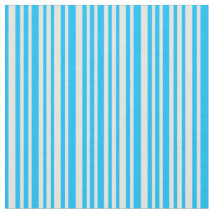 Deep Sky Blue und Beige farbige Linien Stoff