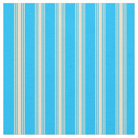 Deep Sky Blue und Tan Lined Pattern Stoff (Nahaufnahme)