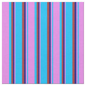 Deep Sky Blue, Violet, Blue & Brown Lined Pattern Stoff (Nahaufnahme)