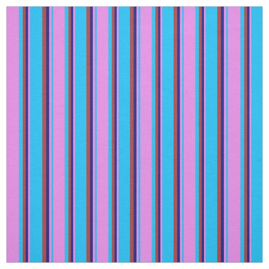 Deep Sky Blue, Violet, Blue & Brown Lined Pattern Stoff (Muster)