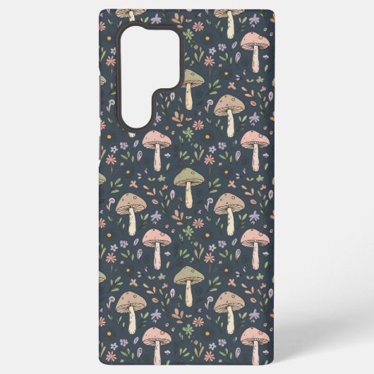 Deep Slate Blue Fungi Seamless Pattern Samsung Galaxy Hülle (Rückseite)