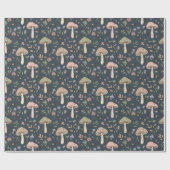 Deep Slate Blue Moody Mushroom Seamless Pattern Geschenkpapier (Flach)