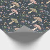 Deep Slate Blue Moody Mushroom Seamless Pattern Geschenkpapier (Ecke)