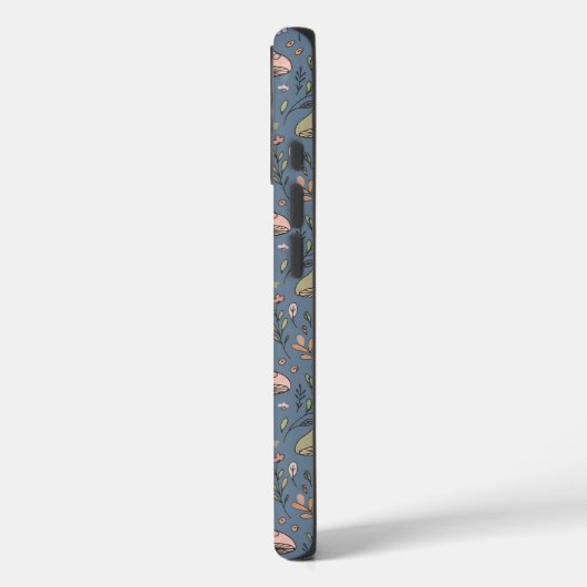 Deep Slate Gray Fungi Seamless Pattern Gothic Case-Mate iPhone Hülle (Rückseite / Links)