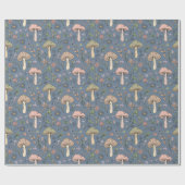 Deep Slate Gray Moody Fungi Seamless Pattern Geschenkpapier (Flach)