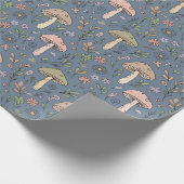 Deep Slate Gray Moody Fungi Seamless Pattern Geschenkpapier (Ecke)