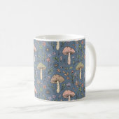 Deep Slate Gray Moody Fungi Seamless Pattern Kaffeetasse (VorderseiteRechts)