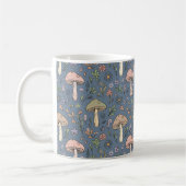 Deep Slate Gray Moody Fungi Seamless Pattern Kaffeetasse (Links)