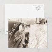 Deep Snow Old Vintage Car Postkarte (Vorne/Hinten)